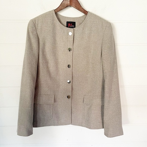 JM Studio by John Meyer Women’s Clasp Buttons Blazer  in Oatmeal Color Size 12 - Picture 1 of 9